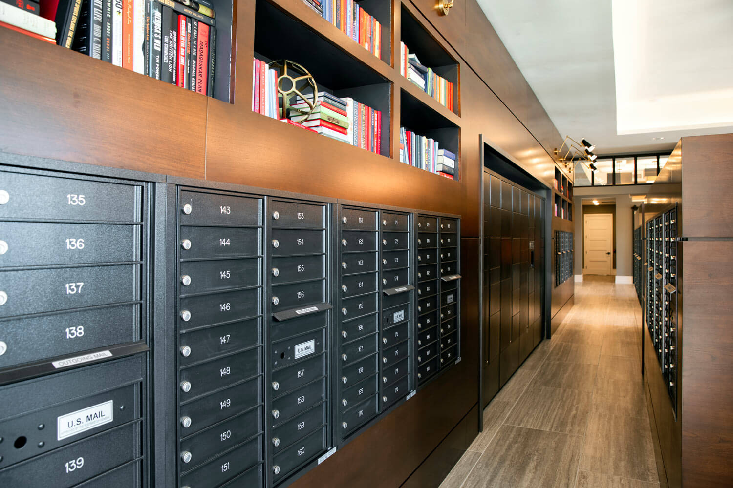 Library-inspired mailroom | Dartmoor Place