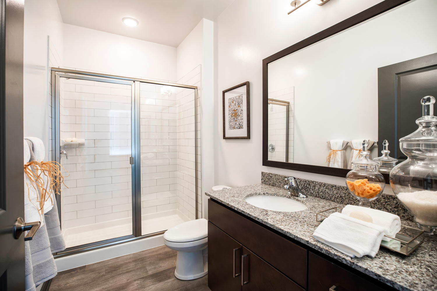 Modern bathrooms with designer finishes and walk-in shower | Dartmoor Place