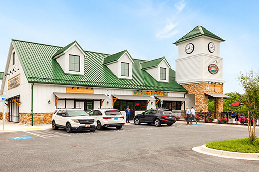 parking lot and exterior of Baltimore Coffee & Tea shop in Hanover, MD | Dartmoor Place