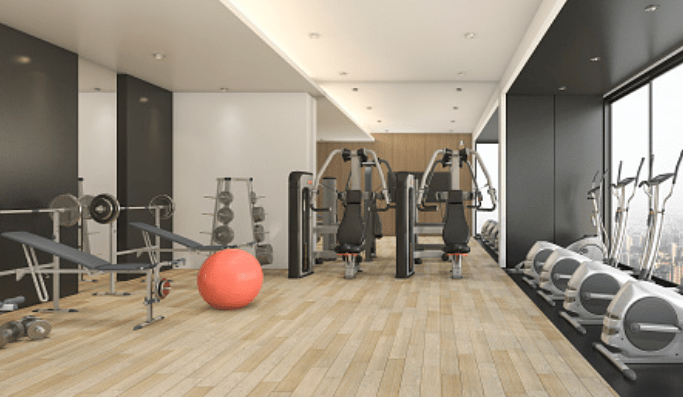 fitness center at Dartmoor Place at Oxford Square apartments in Hanover MD with various exercise machines and spin bikes | Dartmoor Place